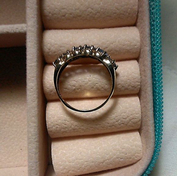 GORGEOUS 10 KT GOLD TANZINITE RING 5 1/4 (6 RARE STONES) RARER THAN DIAMONDS) - Picture 4 of 11